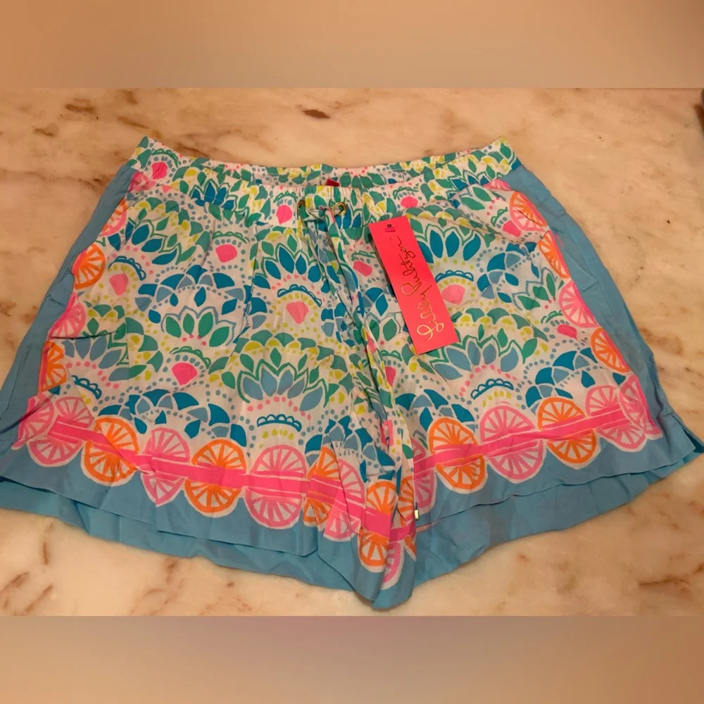 Lilly Pulitzer Turquoise, Pink & Yellow Patterned Cotton Shorts
